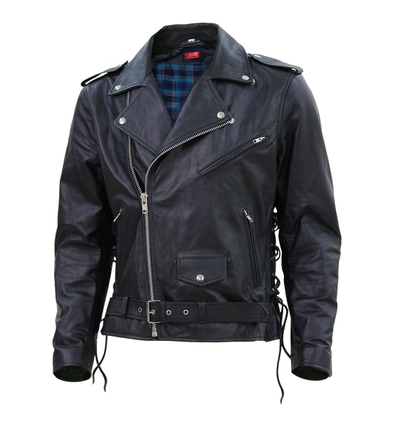 Kaan Zipper Leather Biker Jacket for Men's Black
