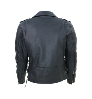 Kaan Zipper Leather Biker Jacket for Men's Black