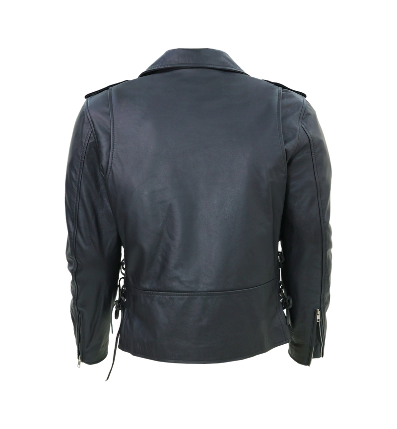 Kaan Zipper Leather Biker Jacket for Men's Black