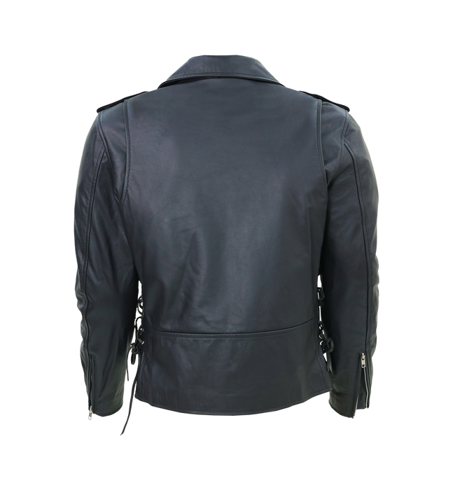 Kaan Zipper Leather Biker Jacket for Men's Black