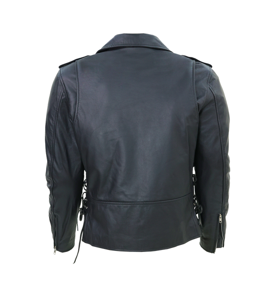 Kaan Zipper Leather Biker Jacket for Men's Black