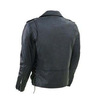 Kaan Zipper Leather Biker Jacket for Men's Black