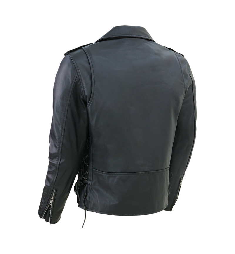 Kaan Zipper Leather Biker Jacket for Men's Black