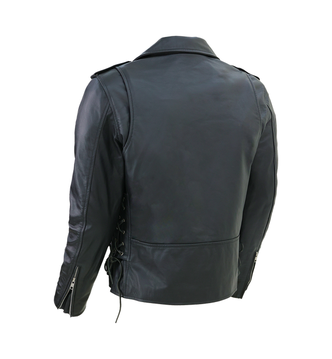 Kaan Zipper Leather Biker Jacket for Men's Black