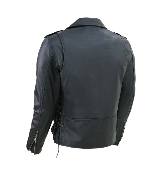 Kaan Zipper Leather Biker Jacket for Men's Black