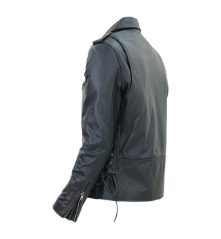 Kaan Zipper Leather Biker Jacket for Men's Black