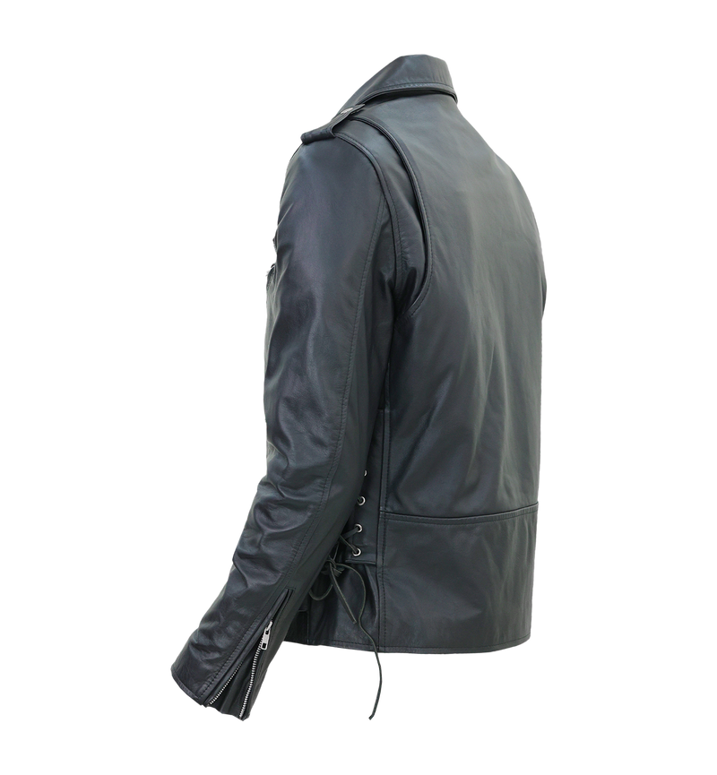 Kaan Zipper Leather Biker Jacket for Men's Black