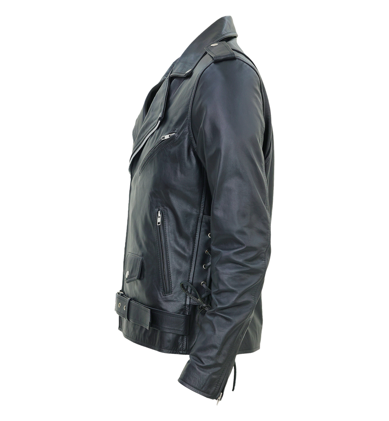 Kaan Zipper Leather Biker Jacket for Men's Black