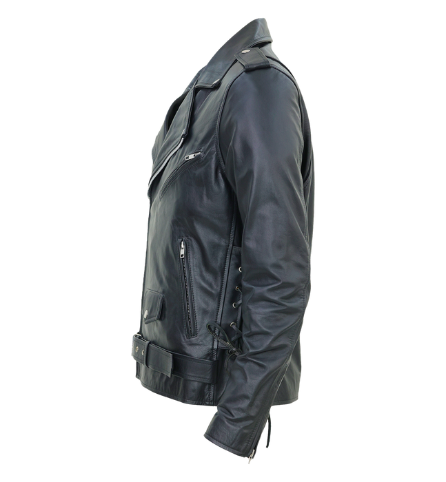 Kaan Zipper Leather Biker Jacket for Men's Black