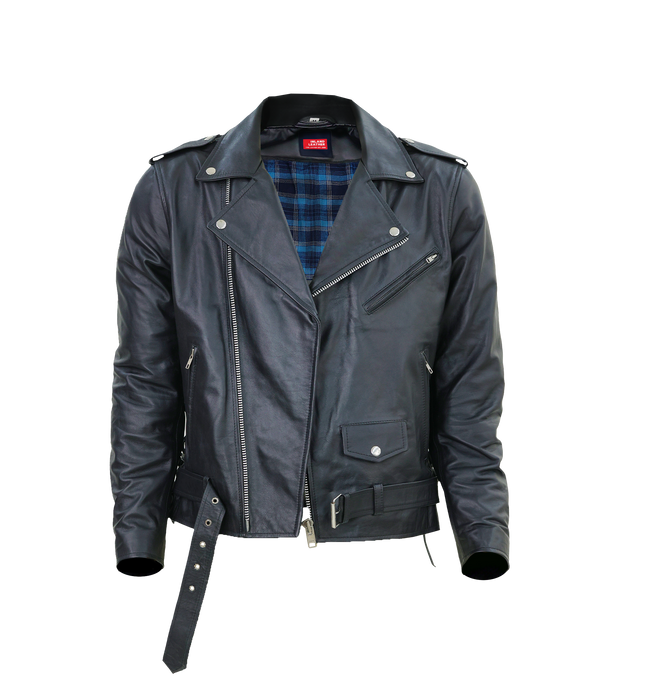 Kaan Zipper Leather Biker Jacket for Men's Black