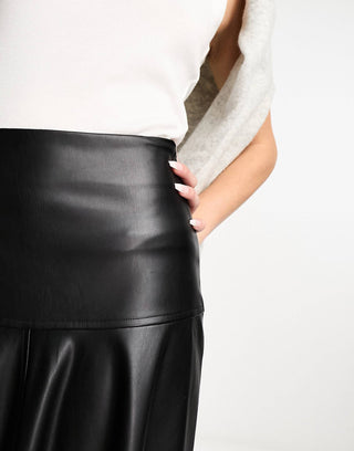 Bonnie Women's Genuine Leather Maxi Skirt Black