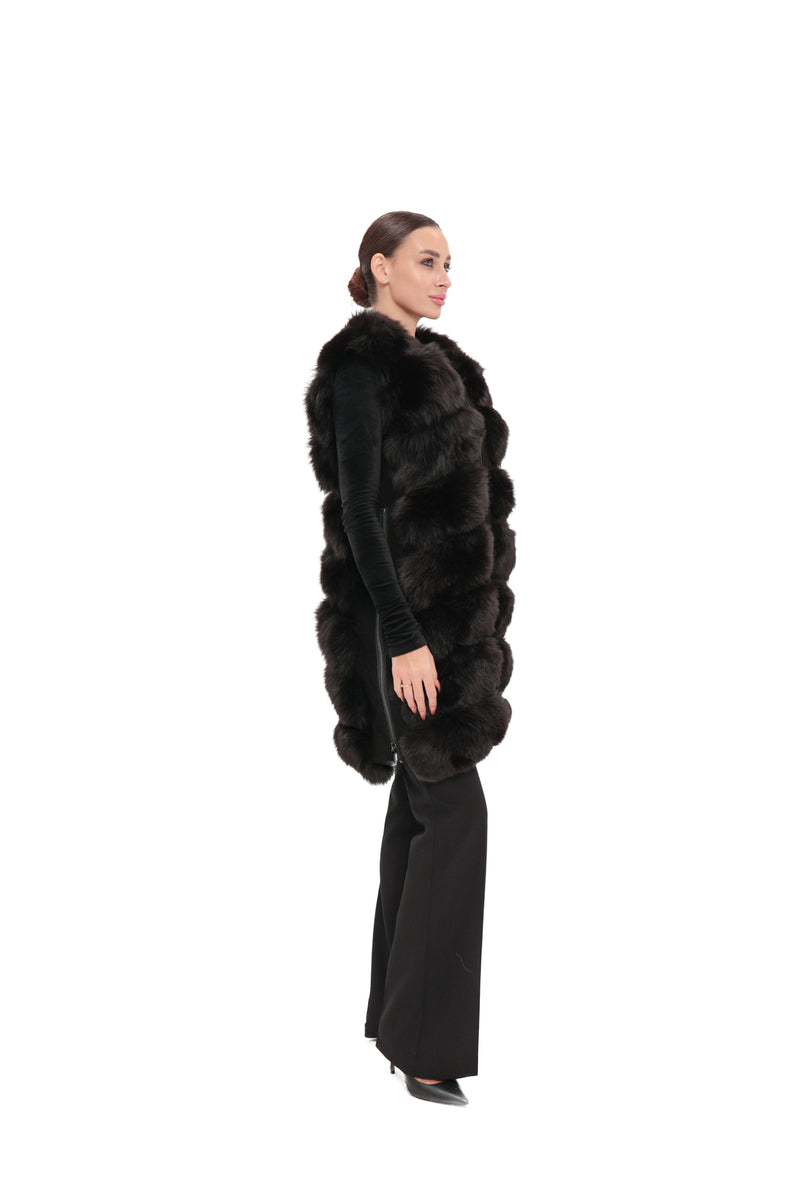 Genuine Polar Fox Fur Vest – 90 cm Longline