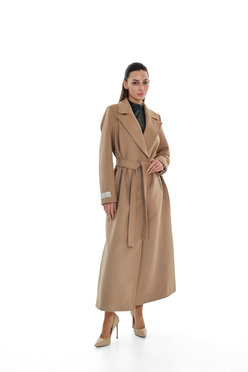 Camel Cashmere Blend Coat for Women