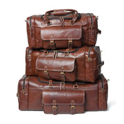Vintage Brown Buffalo Leather Weekender Duffle