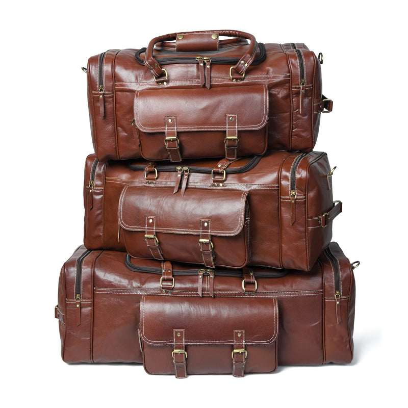Vintage Brown Buffalo Leather Weekender Duffle