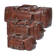 Vintage Brown Buffalo Leather Weekender Duffle