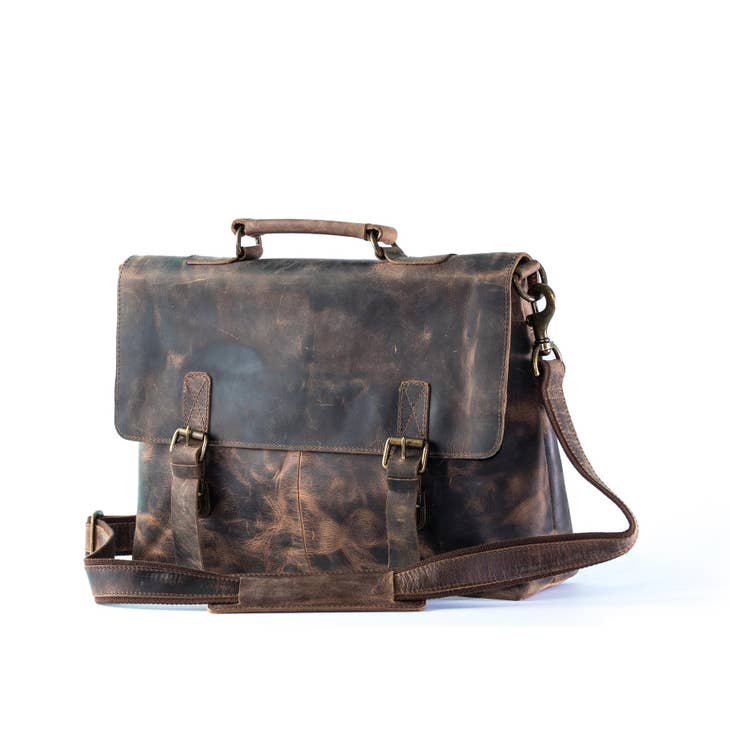 Raymond Vintage Retro Buffalo Leather Briefcase Brown – Inland Leather Co