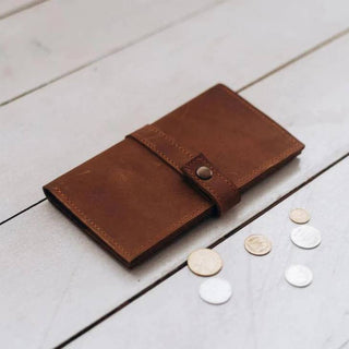 Alan Men's Real Leather Long Zipped Wallet Cognac