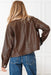 Faux Leather Drawstring Hem Jacket Women Utility Pocket Relaxed Fit