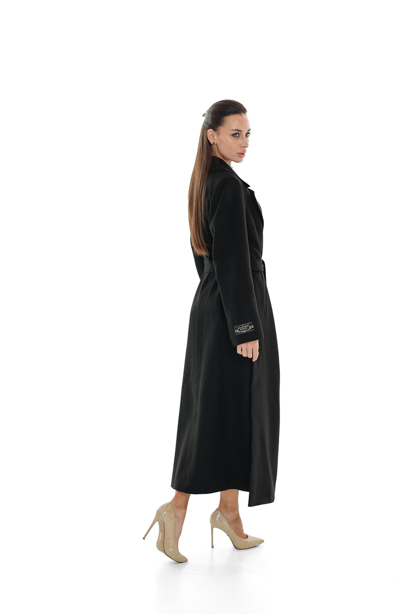 Black Cashmere Blend Coat for Women