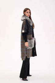 Silver Fox Wool Cashmere Coat with Detachable Fur