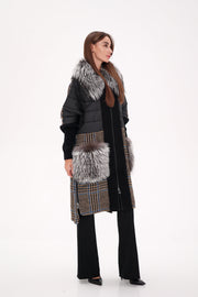 Silver Fox Wool Cashmere Coat with Detachable Fur