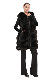 Genuine Polar Fox Fur Vest – 90 cm Longline