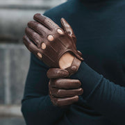 Mario (brown) - Lambskin leather driving gloves