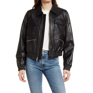 Canan Women's Oversized Leather Jacket Black