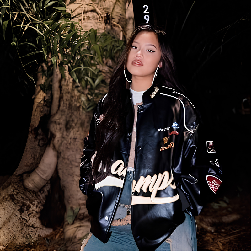 Oversized Faux Leather Racing Jacket | Unisex Racer