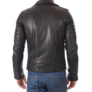 Bora Leather Biker Jacket Men Black