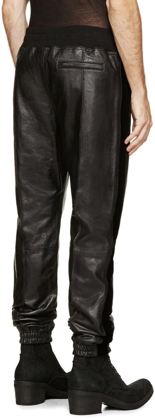Finn Men's Superior Leather Quality Stylish Pants Black