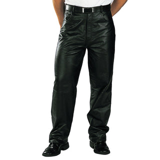 Elijah Men's Classic Leather Loose Fit Pants Black
