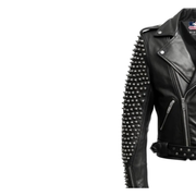 Men Black Biker Studded Leather Jacket