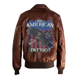 American Patriot Printed Bomber Genuine Leather Jacket