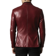 Mateo Men’s Maroon Premium Leather Blazer