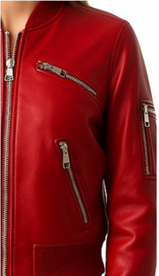 Audrey Leather Red Jacket – Stylish Women’s Red Leather Jacket