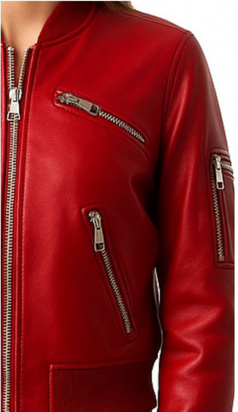 Audrey Leather Red Jacket – Stylish Women’s Red Leather Jacket