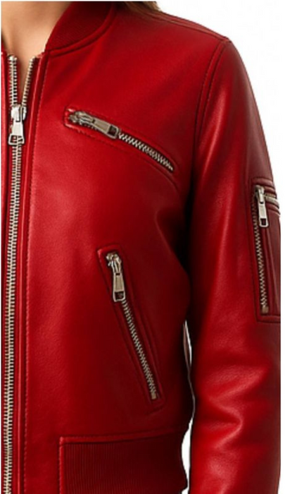 Audrey Leather Red Jacket – Stylish Women’s Red Leather Jacket