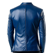 Archie Blue Leather Blazer – Leather Blazer for Men