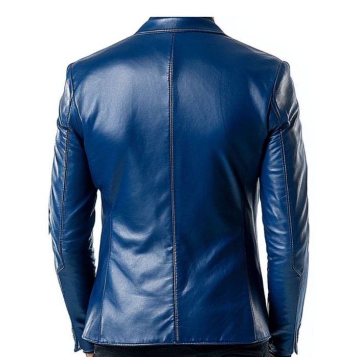 Archie Blue Leather Blazer – Leather Blazer for Men