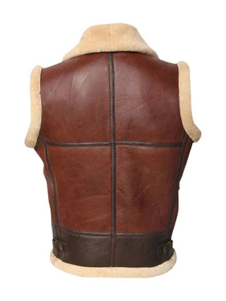 Jackson Men's Lambskin Leather Vest Faux Fur Lined Waistcoat Brown