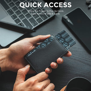 RFID Blocking Leather Credit Card Case 💳🖤 Double ID Window Wallet