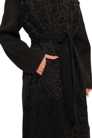Noir Genuine Karakul Fur Wool Overcoat