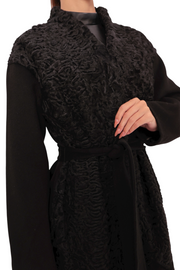 Noir Genuine Karakul Fur Wool Overcoat