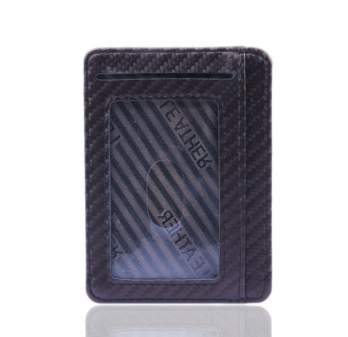 PU Leather Carbon Fiber Wallet Mini Slim Business Card Holder