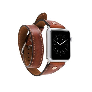 Joshua Double Tour Slim With Rose Gold Bead Apple Watch Leather Straps (Set of 3)