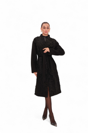 Noir Genuine Karakul Fur Wool Overcoat