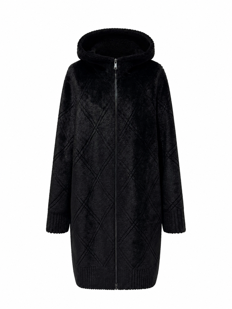 Rei Reversible Faux Fur & Suede Coat in Black
