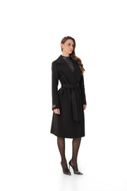 Black Cashmere Wool Blend Overcoat